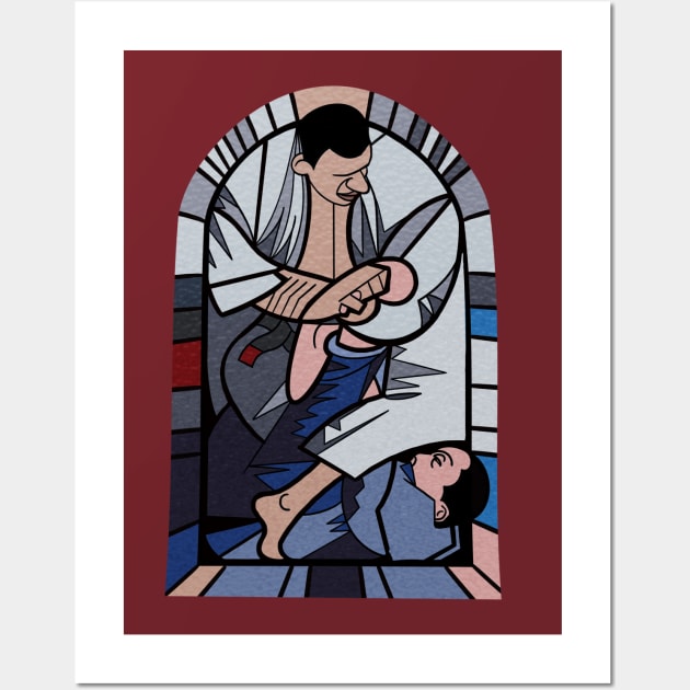 Stained glass window Jiu Jitsu Foot Lock- Cool Martial Arts Design Wall Art by IceTees